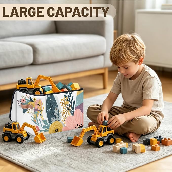 Funny Unicorn Animal Foldable Storage Bin with Lid Zipper | Closet Shelf Organizer, Boxes, Basket Containers for Home, Lidded Storage Cube for Bedroom, Waterproof, with Handles