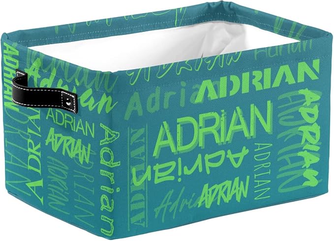 Personalized Storage Bins with Name Custom Kids Storage Basket Cubes Organizer with Handles for Organizing Boys and Girls Toys Shelf Closet Nursery Baskets Boxes, 1 Pack