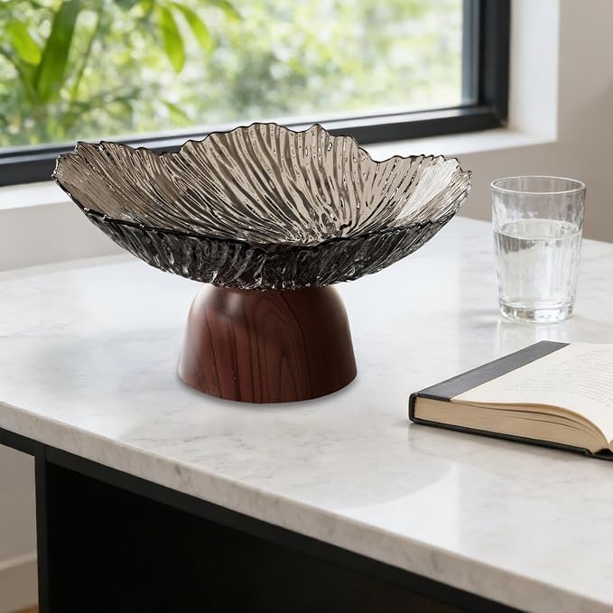 Pedestal Fruit Bowl: Elegant Fruit Bowl with Stand, Decorative Serving Tray And PET Organizer for Dining And Home Parties, black