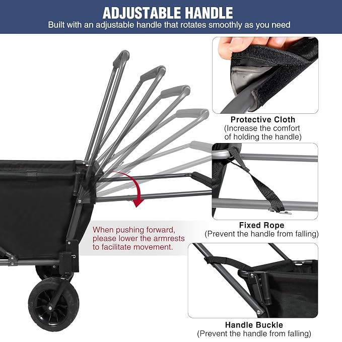 REDCAMP Folding Dog Wagon Cart with Removable Canopy, 220L Dog Stroller | Large Collapsible Utility Cart with Tailgate & All-Terrain Wheels for Sports Shopping Pet