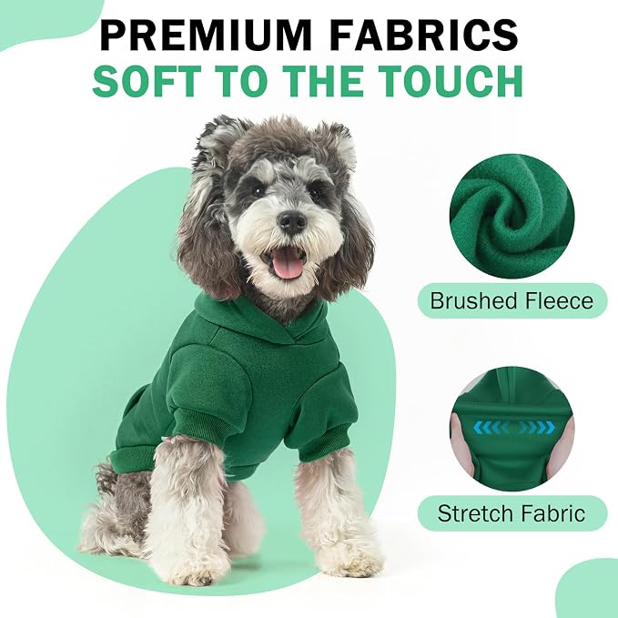 SCENEREAL Dog Hoodie Sweaters for Small Medium Large Size Dogs, Fleece Dog Sweatshirt with Hat and Pocket,Soft Cold Winter All Weather Dog Clothes for S to XL Sized Dogs, Green L