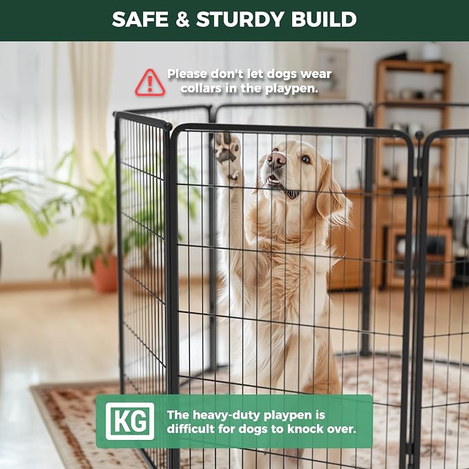 FXW Homeplus Indoor Dog Playpen with Divider Connectors, 45" H, 16 Panels | Calm Indoor Play Area, Two-Zone Layout, For Large Dogs, Patented