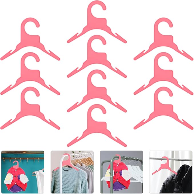 Yardwe Pet Clothes Hangers 10-Pack Non-Slip Plastic Dog Cat Clothing Rack 7.48X3.54 Inch Lightweight Organizer for Small Puppy Apparel Storage