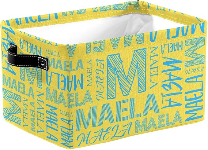 Foldable Personalized Storage Box for Boys Girls with Name Waterproof Kids Custom Storage Bin Baskets Cube Boxes Organizer with Handles for Organizing Shelf Closet, 1 Pack