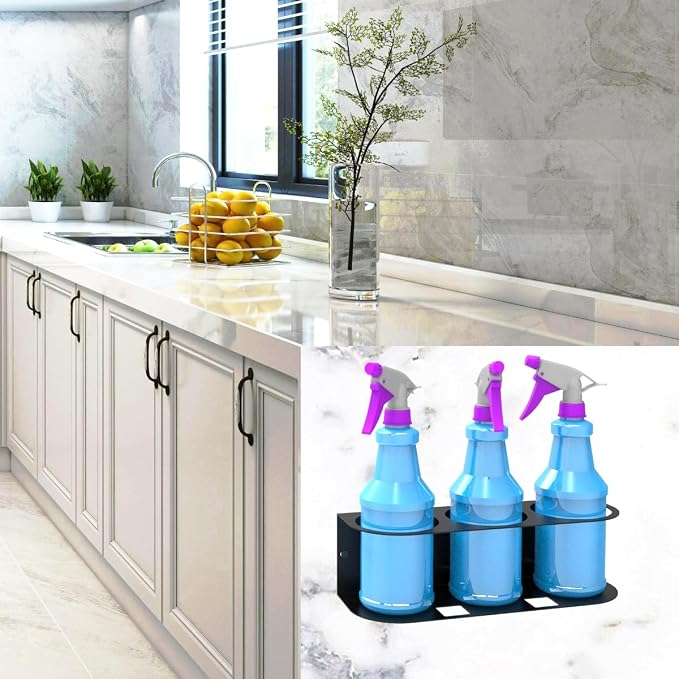 3 Spray Bottles Holder, Steel Wall Mount Storage Organizer | Heavy Duty for All-Purpose at Garage and Home (SBH-3B1Pc)