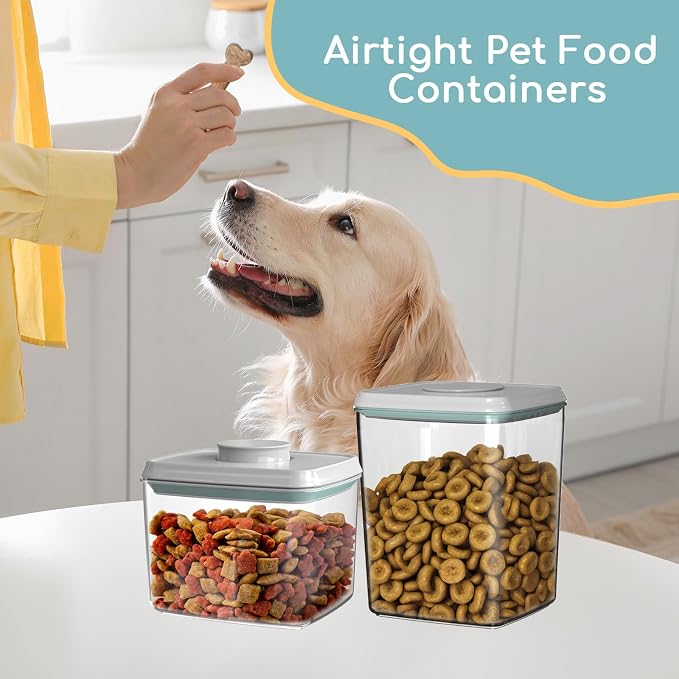 Dog Treat Container Airtight Dog Treat Jar for Pets, 2 Pack (1.3 Qt & 2.2 Qt), BPA Free, Dog Food Storage Container with Lids for Dog Food, Snack, Cookie, Biscuit