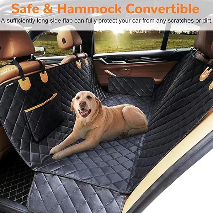 Dog Car Seat Cover for Geely Atlas/Geely Boyue/Coolray/Geely Bin | Waterproof Pet Car Hammock, Side Flaps Storage Pockets, Heavy Duty Scratchproof Dog Cover for Back Seat with Mesh Window