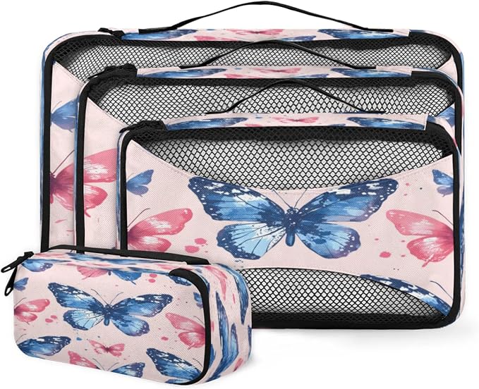 Packing Cubes for Travel, Colorful Butterfly Travel Luggage Packing Organizers for Women Men, Large Custom Toiletries Bag for Clothes Shoes, Cute Butterfly