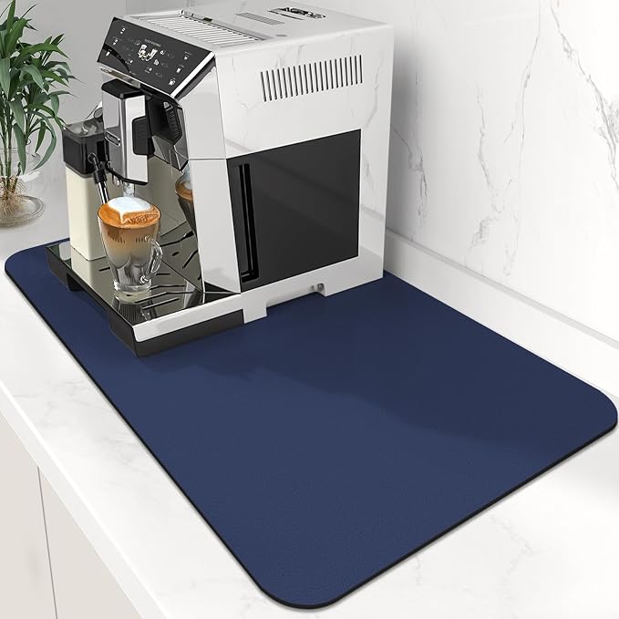 Coffee Mat Super Absorbent Dish Drying Mat Coffee Bar Mat 12"x 19", Blue