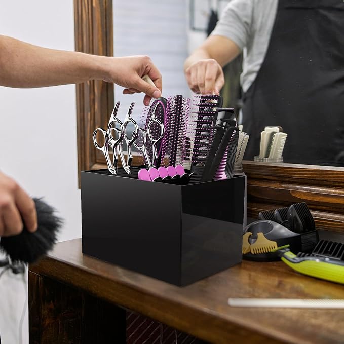Noverlife Hair Salon Scissor Holder Box, Shear Holder for Hair Stylist | Hairdressing Scissors Rack Barber Organizer Box for Storage Combs Clips Brushes Holder, Barber Supplies Shear Case