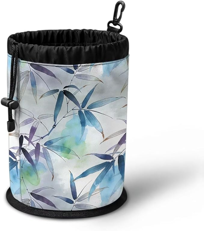 Clothespin Drawstring Bag, Bamboo Branch Print Portable Laundry Peg Organizer Pouch with Multi-Hang Design, Storage for Clips, Perfect for Drying Rack, Camping, Beach, Dorm