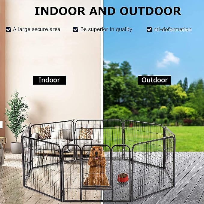 BestPet | Dog Playpen | 32 Inch, 8 Panels | Heavy Duty Metal Pet Exercise Pen | Indoor Outdoor Fence Panels | Rust-Resistant, Removable, Tool-Free Setup | Anti-Skid, Expandable Design