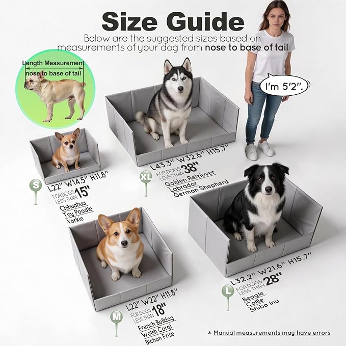 HQ4US 4LEGS Dog Litter Box Indoor High Walls, Puppy Pee Pad Holder Foldable | Dog Potty Tray, Medium Dog Toilet with Clips, No Assembly,Waterproof, Easy Clean, No Spill, Seamless, Portable for Travel