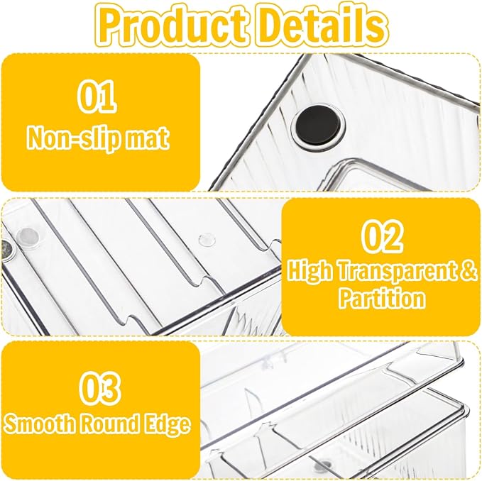 2 Pack Lash Extension Organizer with 6 Compartments, Flip-top | Clear Small Eyelash Cart Storage Boxes, Separated Large Capacity Eyelash Extension Supplies Storage Container for Lash Techs