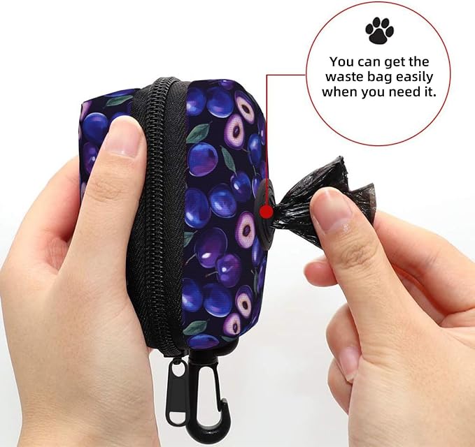 Plum Fruit Pet Waste Bag Dispenser 0.2L | Portable Dog Poop Holder Waste Bag With Zipper Park Doggy Walking Accessory