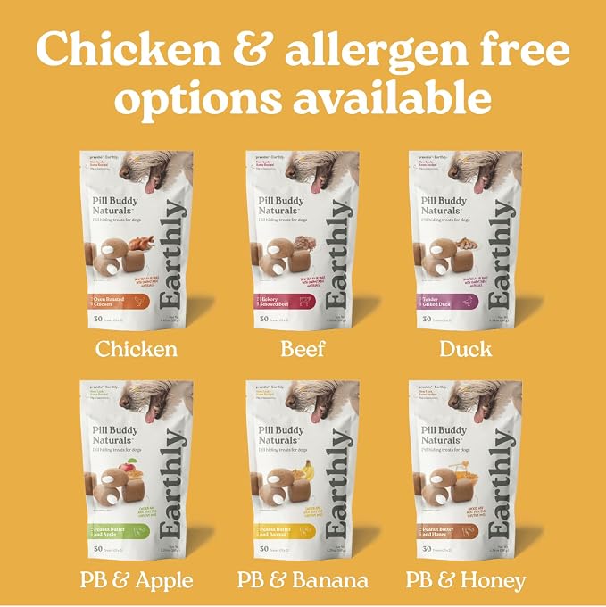 Presidio Earthly Pill Buddy Naturals - Duck (Chicken-Free) Pill Hiding Treats for Dogs - Pill Pocket for Any Size Medication - 30 Servings