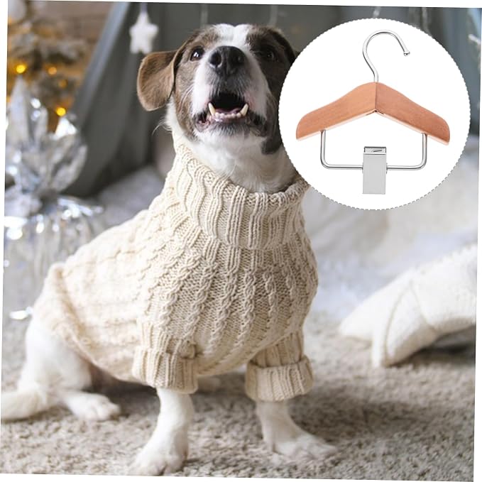 Pet Clothes Hanger Wooden Dog Clothing Rack Clip Lightweight and Portable Apparel Display for Dogs and Cats for Indoor and Outdoor Use