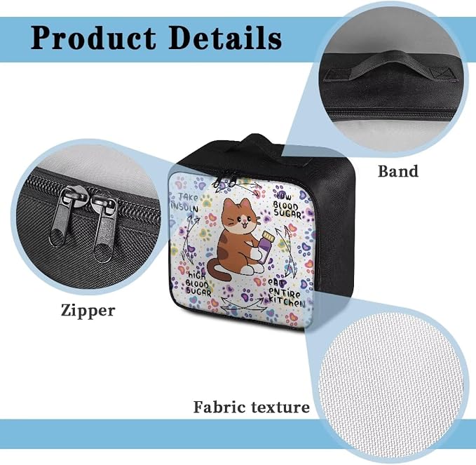 CugasmaruEmpty First Aid Bag Cartoon Cat Medical Bag Empty Large Capacity for Home Office and Travel Use Lightweight Washable Soft Fabric Organizational Pouch for Emergencies
