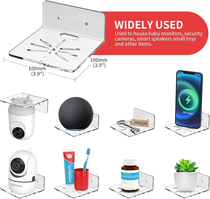Baby Monitor Shelf - 2PCS Camera Wall Mount Shelf for Echo Spot & Other Small Items in Bedroom, Bathroom, Kitchen, Living Room