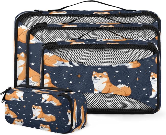 Packing Cubes for Travel, Cute Corgi Travel Luggage Packing Organizers for Women Men, Large Custom Toiletries Bag for Clothes Shoes, Corgi Dogs