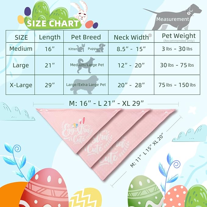 Easter 2-in-1 Dog Bandana with Egg-Stra Cute & Some Bunny Love Me Lovely Saying, Pink Pet Holiday Costumes Scarf with Snap Button, Large to Giant Breeds (75lbs+)
