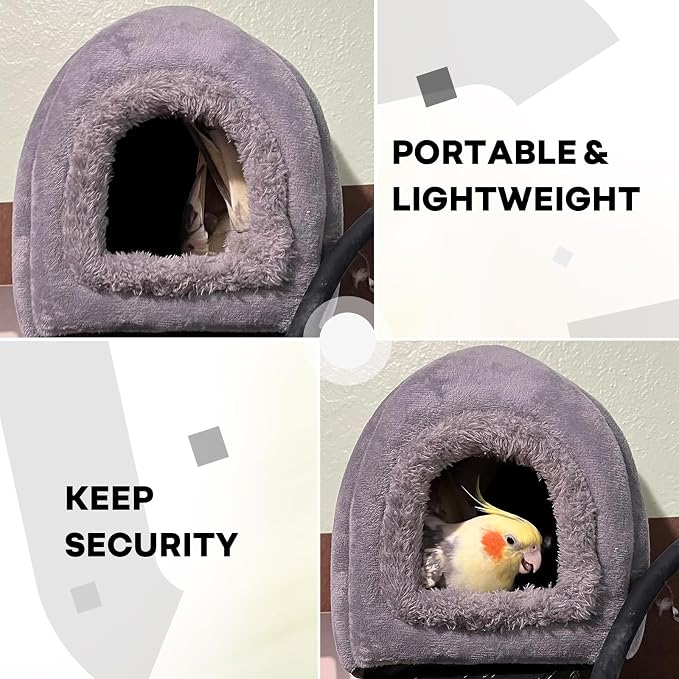 QBLEEV Winter Warm Bird Nest House, Parrot Hanging Hammock for Cages | Bird bed soft plush snuggle hut tent, parakeet cage accessories hideaway sleeping bed for budgie cockatiel conure lovebird