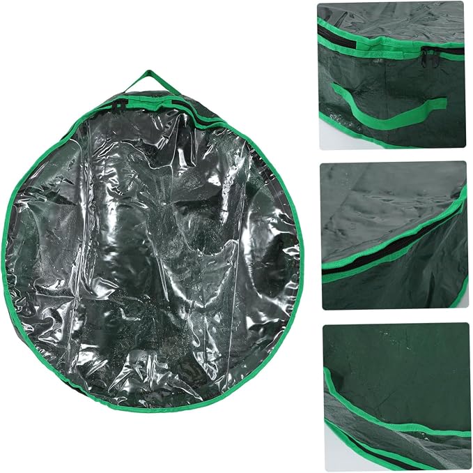 1pc Xmas Storage Bag with Clear Window Garland Holder for Holiday Wreaths Design for and Organization Decoration Storage