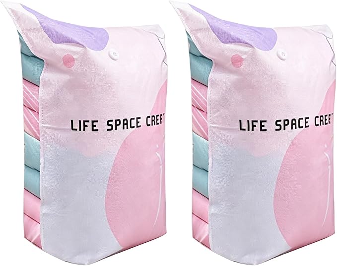 Vacuum Storage Bags, Space Saver Jumbo Cube Vacuum Sealer Bags with Hand Press and Hose Dual Air Extraction for Comforters Blankets Clothes Dorm Moving Closet Organizers