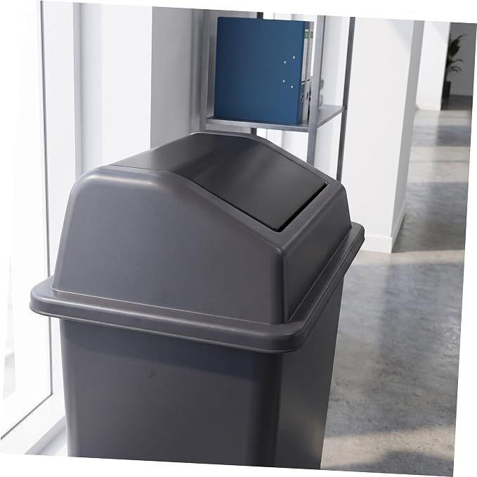 Liter Plastic Trash Bin Replacement Lid for Commercial Trash Bins and Garbage Containers, Rectangle Flip Top Cover with Easy Removal and Cleaning, for Office and Pet Food Storage