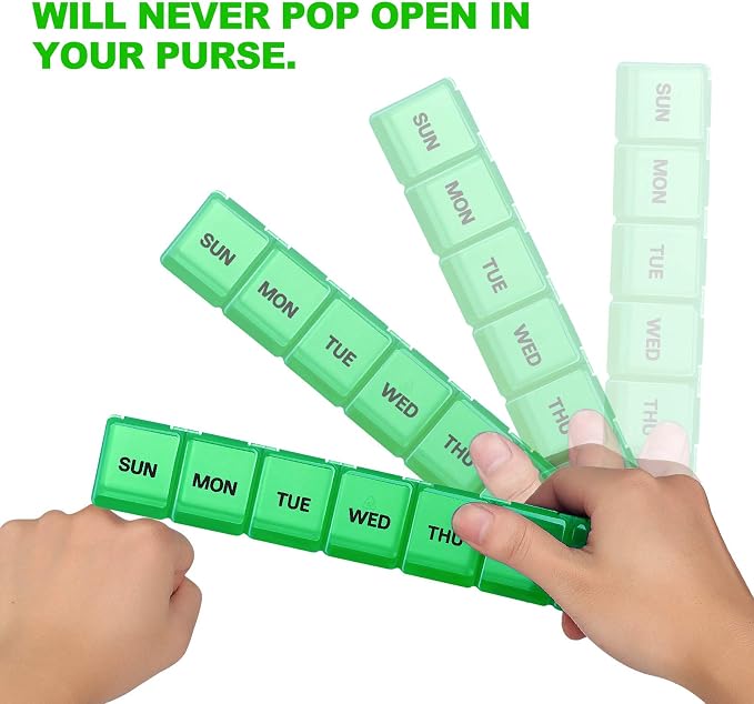 Pill Organizer Pink XL Extra Large Weekly ﻿ | Portable Medicine, Daily Pill Cases for Pills/Vitamin/Fish Oil/Supplements