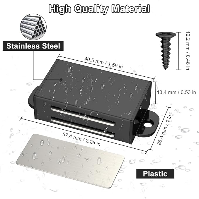 Jiayi 8 Pack Self Adhesive Stainless Steel Magnetic Cabinet Latch Heavy Duty 17lb Door Catch Magnets for Kitchen Drawers Cupboards Wardrobe Closet