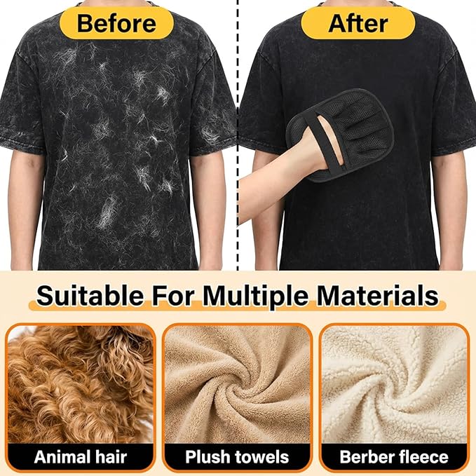 Electrostatic Pet Hair Removal Gloves for Cats & Dogs–Upgraded Reusable Magic Brush Tool for Quick Wiping on Couch,Carpet,Laundry,Car Seat & Pet Beds(2PC,Black)