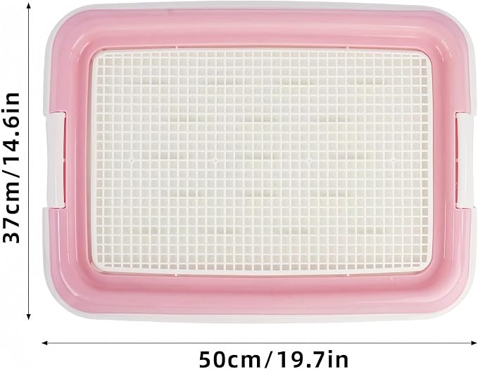 Dog Potty Tray for Small Dogs, Puppy Potty Training Tray 19.7"x14.5" Indoor Dog Toilet, Leak-Proof Pet Pads Holder (Pink)