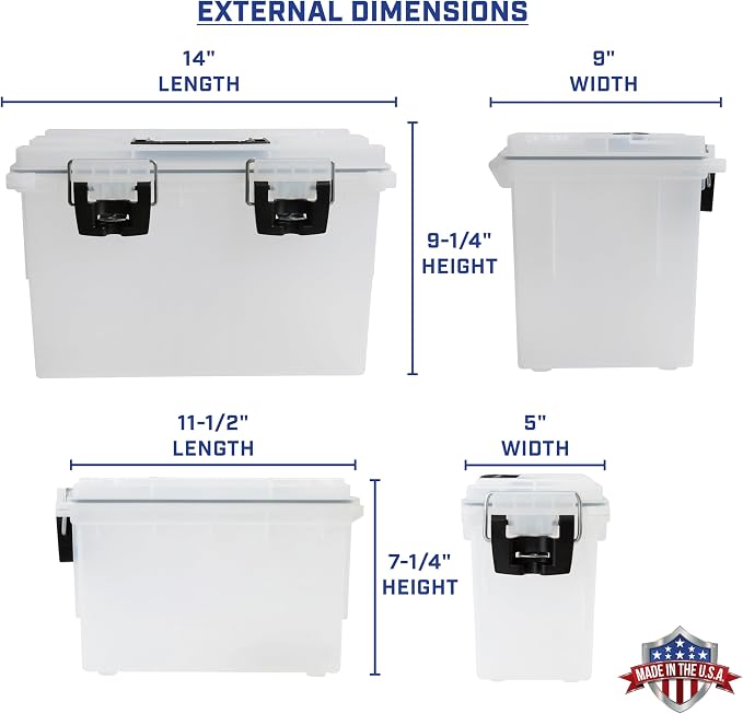 Sheffield Ammo Box Made in USA, Stackable Lockable Ammo Storage Box, Frost | XL & Standard Lockable Storage Box, Water & Dust Resistant Dry Box, Secures Hunting Gear, Gun Accessories, Supplies, Bullets