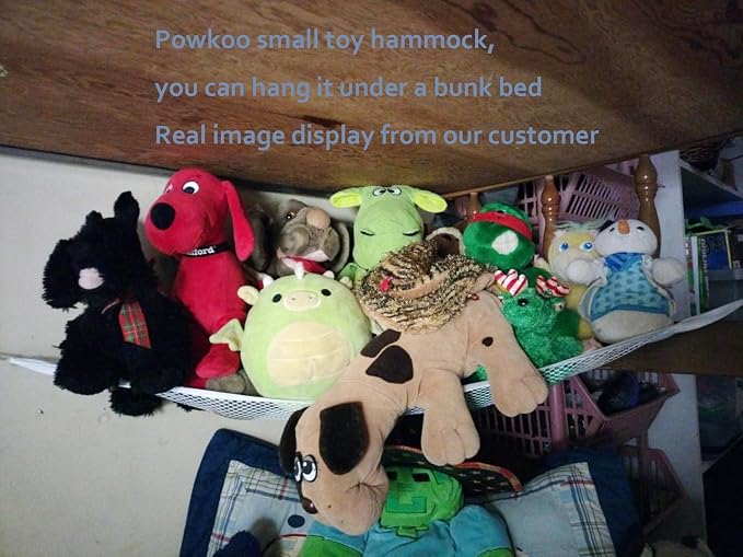 Stuffed Animal Storage Hammock - Small Plushie Net - Corner Hanging Stuffed Animal Net Organizer Holder for Teddy Bears Stuffies - Stuffy Hammock for Bedroom (White)