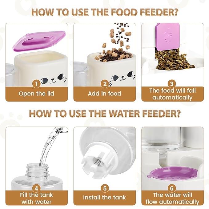Gravity Pet Feeder Water Dispenser Combo for Cats & Dogs – 2-in-1 Automatic Food & Water Station, Large Capacity, Non-Slip Base, Easy to Clean, Travel Ready (red)