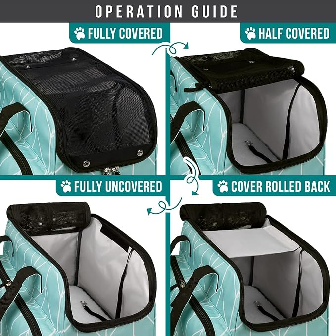 PetAmi Small Dog Purse Carrier, Soft-Sided Pet Carrier Bag with Pockets, Portable Puppy Cat Travel Handbag Tote, Airline Approved Breathable Mesh, Poop Bag Dispenser, Max 18 lbs, Chevron Teal