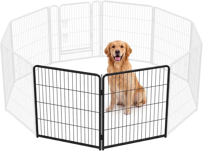 DUMOS Dog Playpen 32 Inch 2 Panels Indoor Outdoor Metal Pet Fence | Foldable Dog Play Pen with Door, Portable Exercise, RV Camping, Puppy Small Medium Dogs