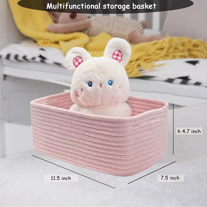COMFY-HOMI 11.5"x7.5"x4.7" Storage Baskets for Organizing | Cotton Rope Woven Basket | Toy Storage Bin Box | Basket for Shelves, Closet Organizer Bin, Decorative Closet Shelf, 1 Pack