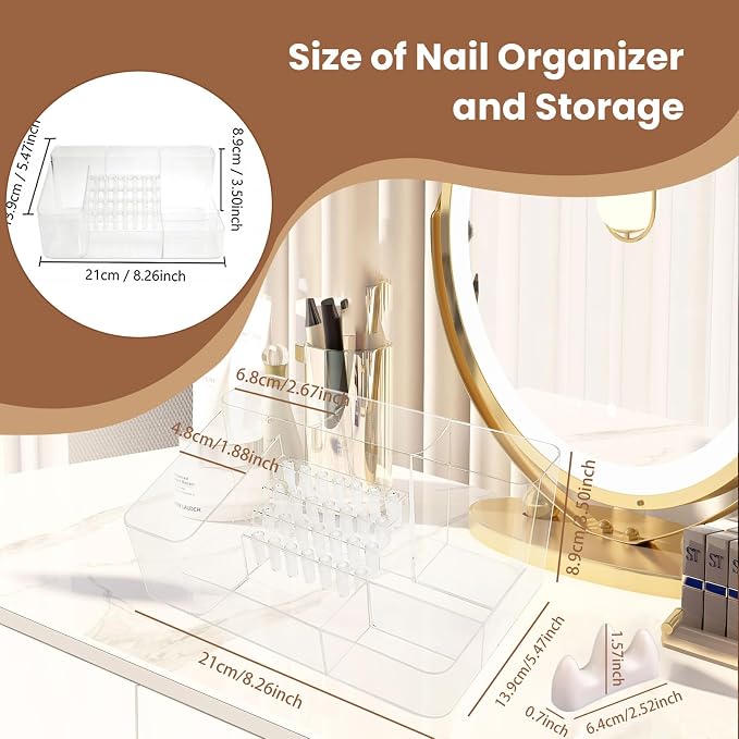 Nail Drill Organizer Box, Professional Nail Organizer, 28 Capacity Nail Art Storage Case with Fixed Compartments Pink