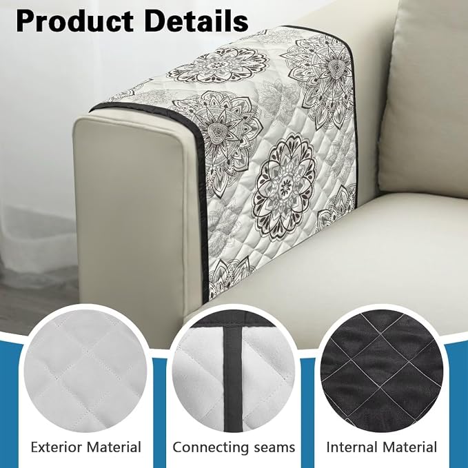 Mandala Sofa Arm Covers Stretch Armrest Covers Washable Couch Arm Cover Stains Resistant Recliner Armchair Cover Anti-Slip Armrest Slipcovers Furniture Protector