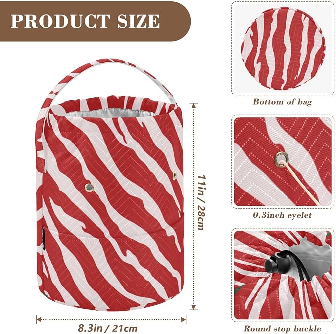 Tatenale Crochet Bag Yarn Bag Knitting Project Bag with Pockets and Handle Portable Yarn Storage Organizer Tangle Free 8.3x11 InchRed Zebra Print44