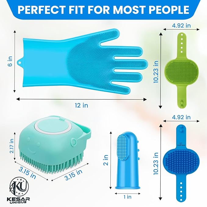 8PCS Pet Grooming & Bathing Kit for Dogs & Cats| Dog Shampoo Brush with Silicone Dog Washing Gloves,Dog Bath Brush for Deshedding,Puppy & Dog Bathing Supplies|Dog Washing Brush