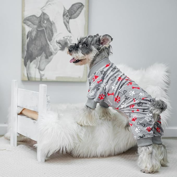 PUPTECK Soft Fleece Dog Pajamas for Small Medium Dogs, Dog Onesie Puppy Sweaters Clothes Jumpsuit Pjs, Cute Jammies Cat Coat Pet Costume Apparel