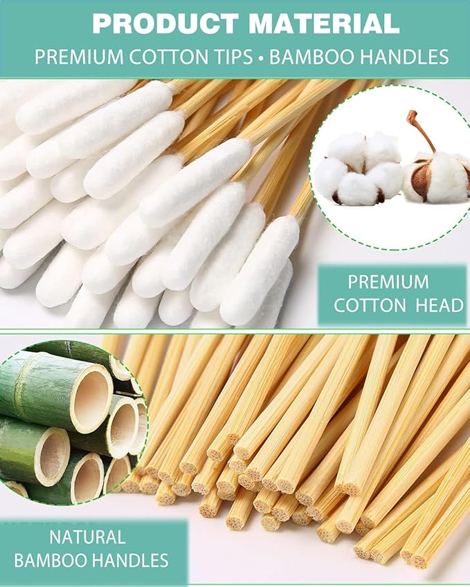 Dog Ear Cleaning Swabs 200 Count, 6 Inch Extra Long Large Cotton Swabs with Bamboo Handle, Lint-Free Pet Ear Cleaner Tool for Dogs Ear Wax Removal, Grooming Care Supplies Value Pack