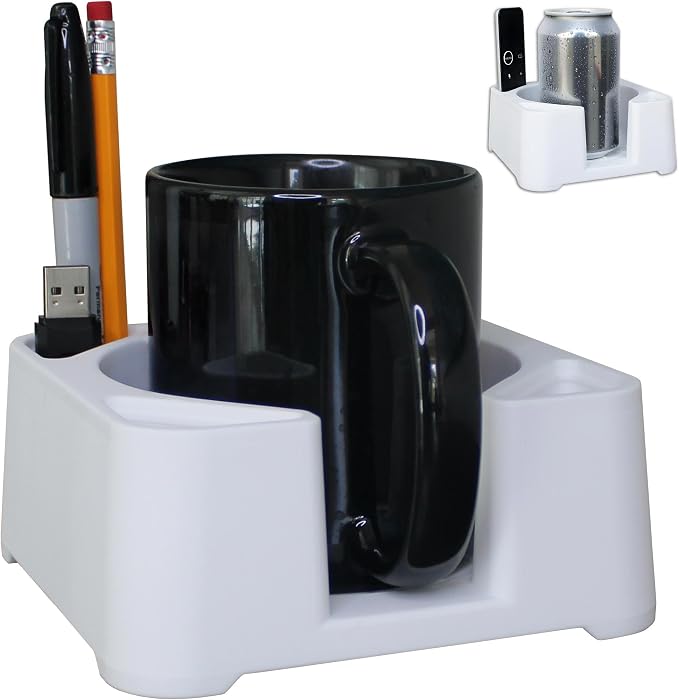 MugBrick™ Cup Holder. Anti-Spill Drink Holder for Couch. Desktop Cup Holder Organizer. Portable Mug Holder. Dishwasher Safe Drink Tray Caddy. White