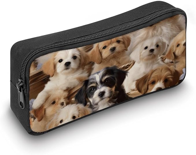 Cute Pet Dogs Cute Aesthetic Pencil Case | Pen Bag for Women Big Capacity Pencil Pouch, Portable Makeup & Stationery Organizer for Office Travel