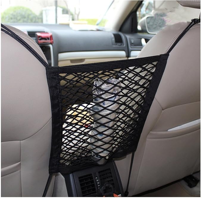 Jcsportline Car Mesh Organizer, Pet Barrier Safety Net Dog Barrier-Universal fits Cars, Jeeps, Trucks, Suvs, Vehicles, Dogs, Pets, Seatback, Front Seat, Heavy Duty and Portable, 9.4" W x 11.6"H(1PC)