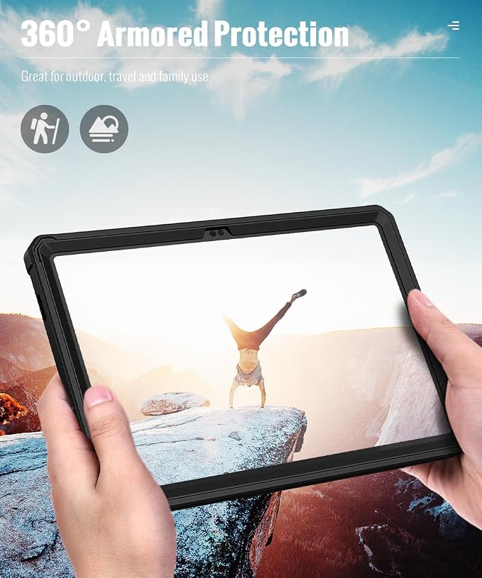 MoKo Shockproof Case Fit Samsung Galaxy Tab A11+ Plus/ A9+ 11 Inch, Black | Full Body Rugged Stand Back Cover with Built-in Screen Protector for Galaxy Tab A11+/ A9 Plus Tablet