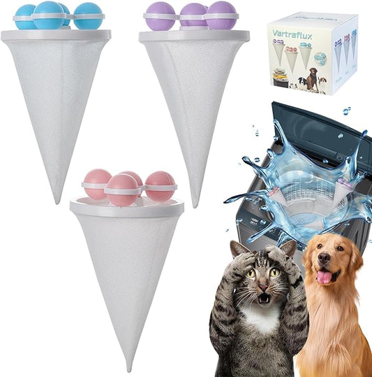 Pet Hair Remover for Laundry,Lint Catcher for Washing Machine, 2026 Upgraded Floating Hair Filter Mesh Removal, Cat and Dog Hair Washing Machine Catcher; (Mixed Color 3 Pack)